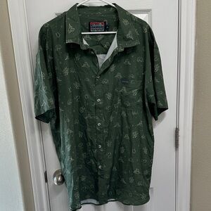 BURLEBO Men's Green Patterned Casual Button Down Shirt